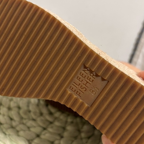 Eileen Fisher Whim Nude Leather Espadrille Wedge Slip On Sandals NWOB - Picture 8 of 9